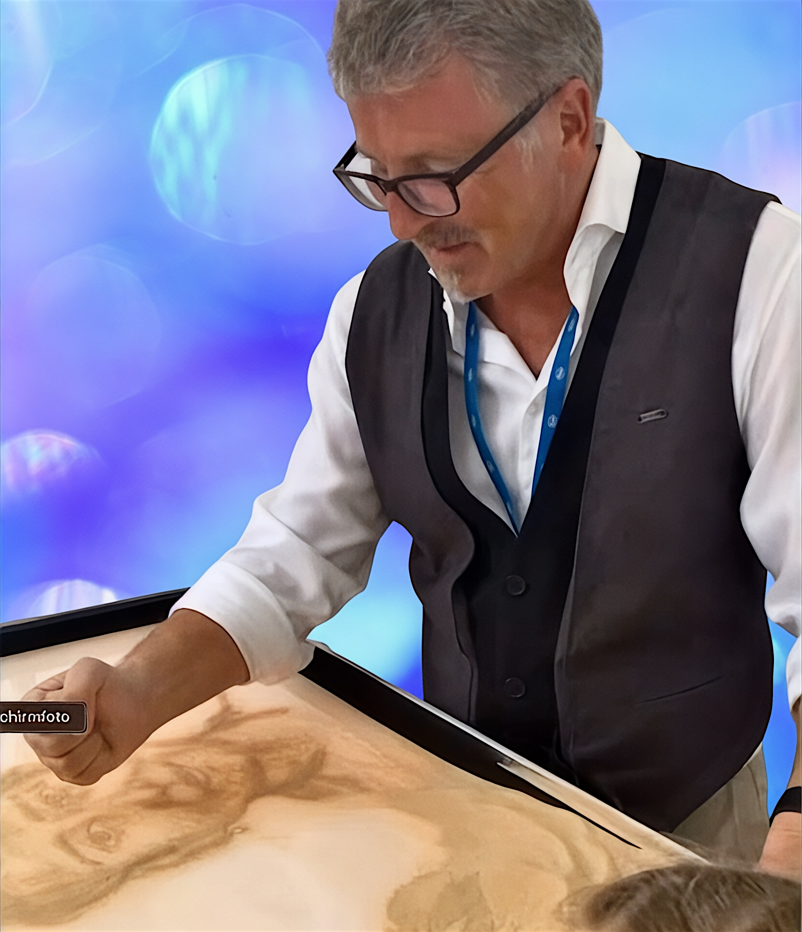 Urs Rudin malt live Sandportraits